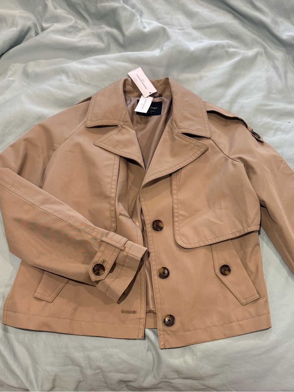 Banana Republic Tan Cropped Trench Jacket NWT